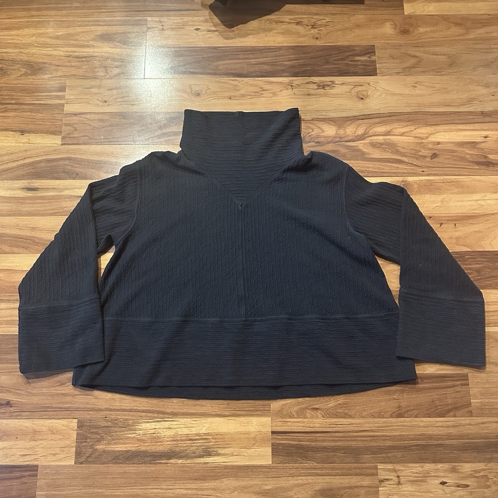 Lululemon Retreat Yourself Textured Cotton Crinkle Top Womens L/XL Smoky Black